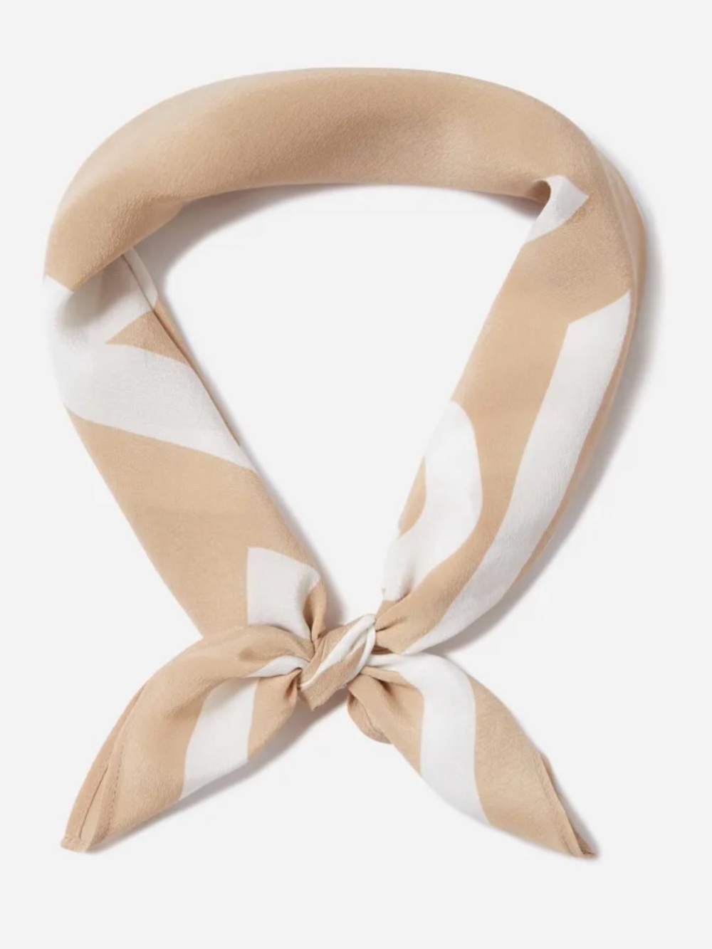 Everlane silk 100 percent human Beige and White Scarf